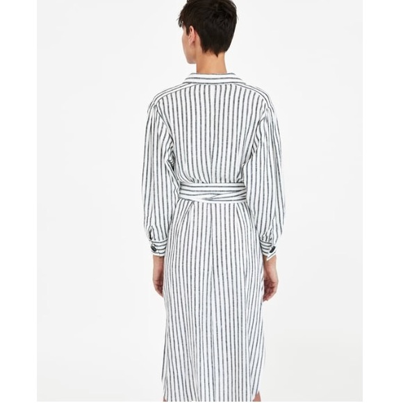 NWT Zara Striped Linen Dress with Bow - Picture 3 of 7